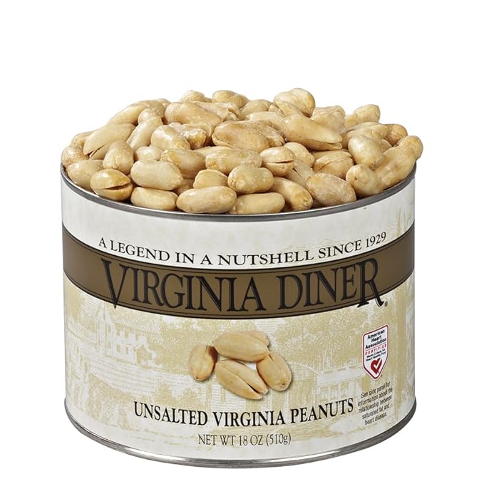 Virginia Diner Unsalted Virginia Peanuts - XL Gourmet Natural Peanuts Non-GMO, Preservative Free