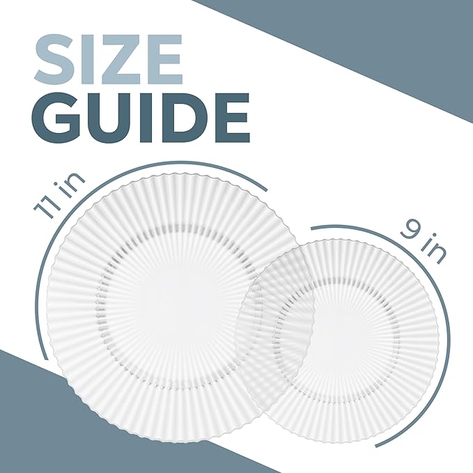 Exquisite 40 Piece Plastic Disposable Plates Set For 20 Guests I 20 X 9 Inch & 20 X 11 Inch