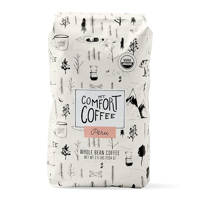 Mt. Comfort Coffee Organic Peru Medium Roast, 2.5 Pounds - Flavor Notes of Nutty, Chocolate, &