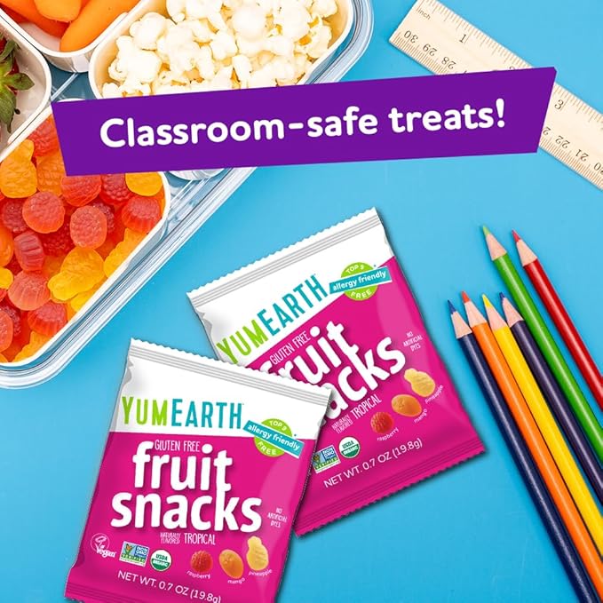 YumEarth Organic Assorted Tropical Flavor Fruit Snacks - Allergy Friendly (Top 9 Free), No