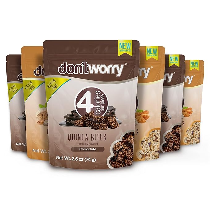 Don't Worry Chocolate Quinoa Bites - Low Calorie Snacks, Only 4 Calories per Piece!, Healthy