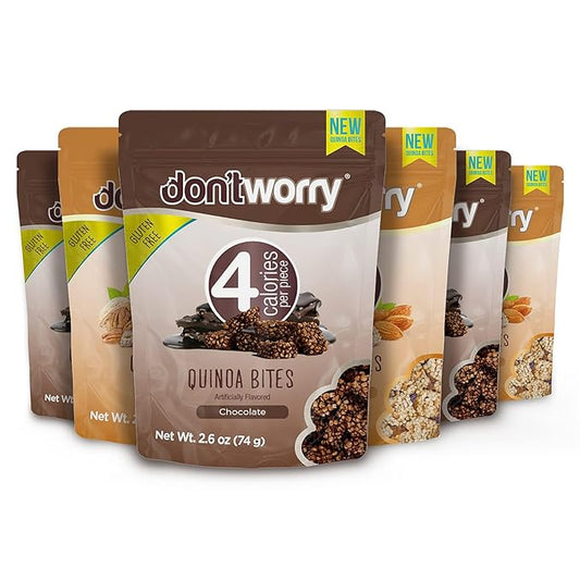Don't Worry Chocolate Quinoa Bites - Low Calorie Snacks, Only 4 Calories per Piece!, Healthy