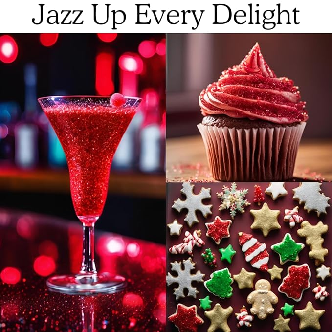 Edible Glitter Sprinkles for Cake Decorating, Drinks, Cookie, Icing, Dessert Decorations, Sparkly