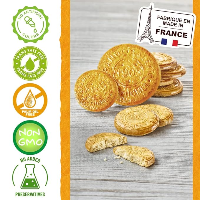St Michel Caramel Grandes Galettes Butter Cookies Biscuits 5.29oz, Made In France, Pack of 4