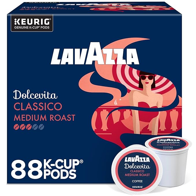 Lavazza Dolcevita Classico, Single-Serve Keurig K-Cup Pods, Medium Roast Coffee, 88-Count Box (4