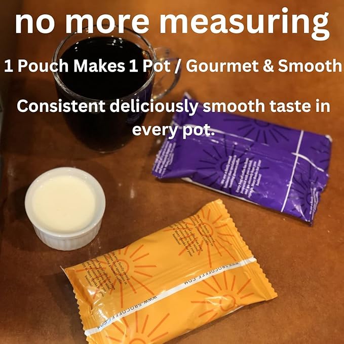 Ground Coffee | Decaf Dark Roast Low Acid Mold Free Pouches | Decaffeinated Bulk Packets | Gourmet