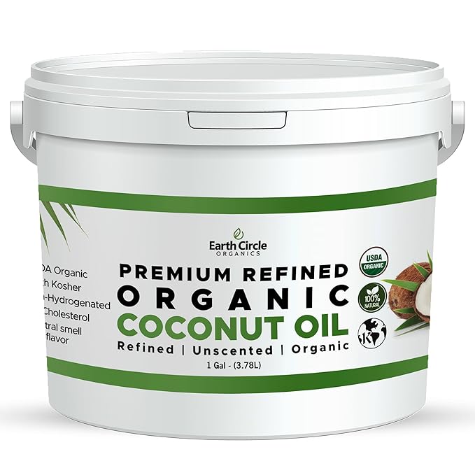 Earth Circle Organics Refined Coconut Oil - Ultra Premium Steam Refined, Keto & Paleo Friendly