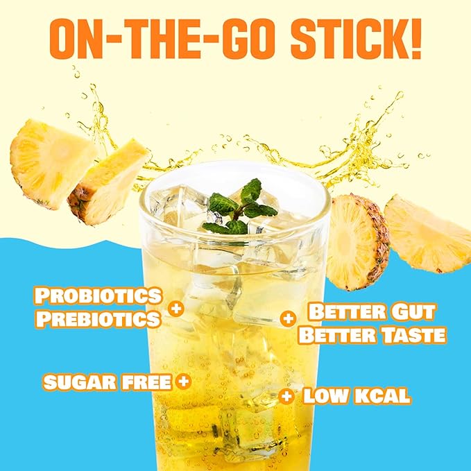 TEAZEN Pineapple Kombucha Tea, Hydration Drink Mix, Sugar Free, Live Probiotics & Prebiotics, 10