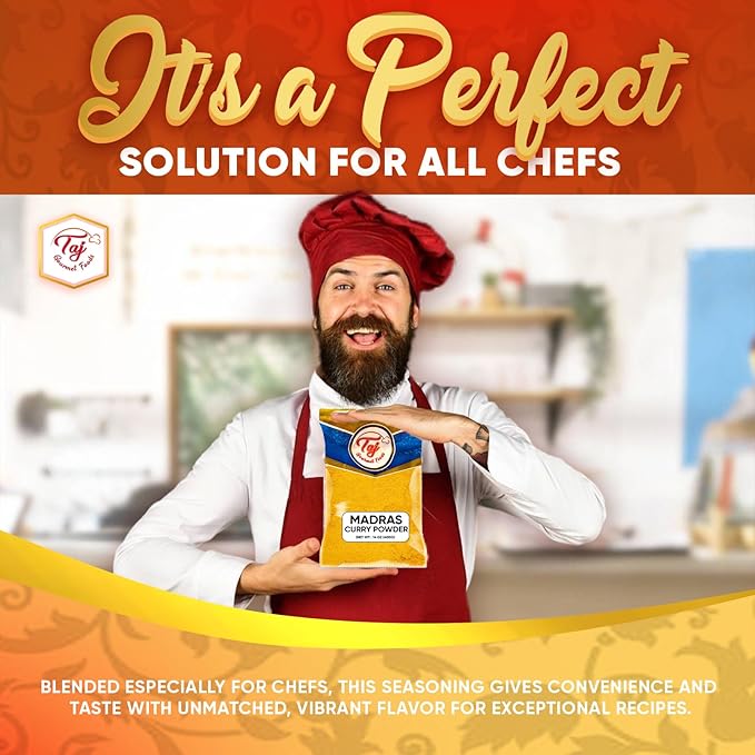 TAJ Madras Curry Powder | 14oz | Premium Blend of Spices | Mild Spice Level