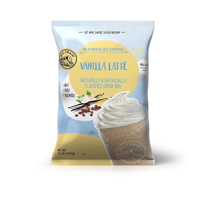 Big Train Blended Ice Coffee, Vanilla Latte, 3.5 Pound, Powdered Instant Coffee Drink Mix, Serve