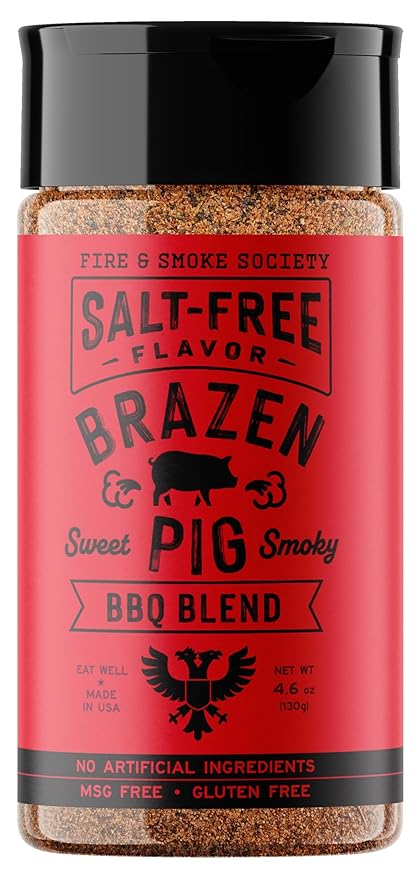 Fire & Smoke Society Salt-Free Brazen Pig BBQ Seasoning | Pork Rub, BBQ Spice Blend | Pork
