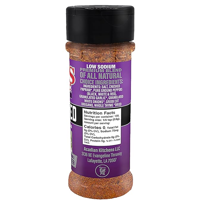 Cajun's Choice Blackened Seasoning - 2.75 oz Jar, Pack of 2, All Natural, Low Salt, Gluten-Free