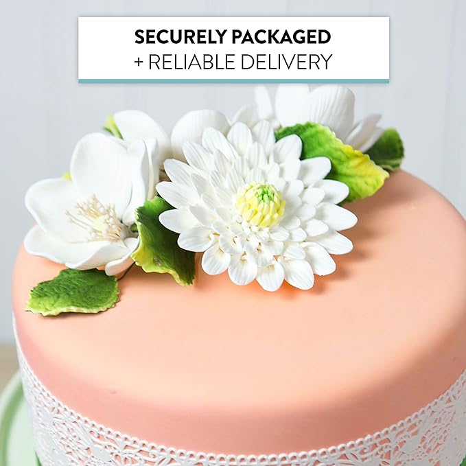 Global Sugar Art Poppy Anemone Sugar Cake Flowers, White with Green Center, 3 Count by Chef Alan