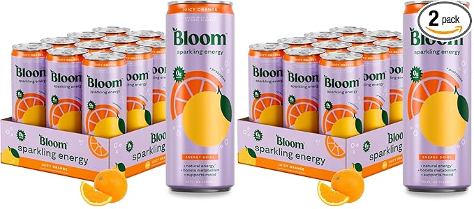 Bloom Nutrition Sparkling Energy Drink - Natural Caffeine, Zero Sugar, 180mg Caffeine