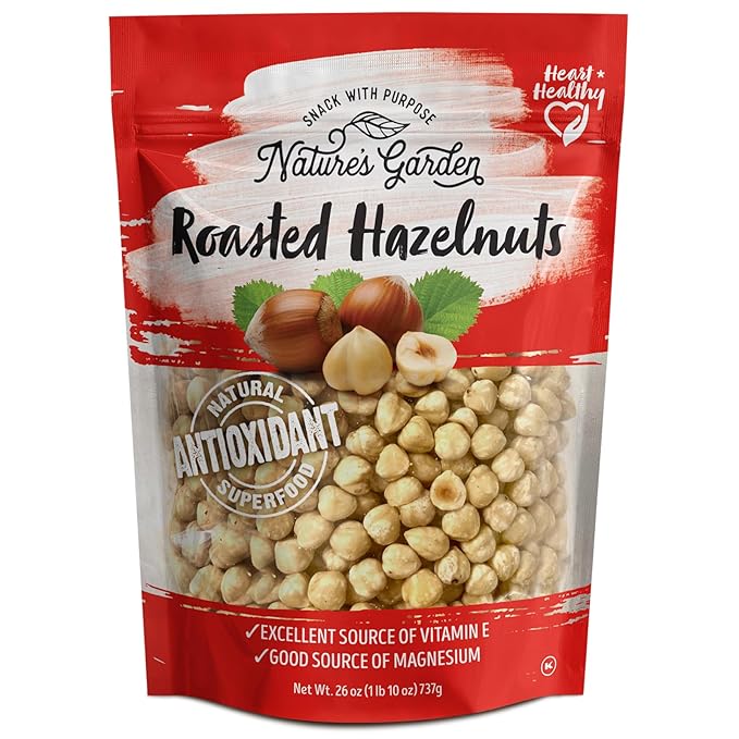 Nature’s Garden Roasted Hazelnuts – 26oz, Whole Roasted Hazelnuts, Raw Bulk Hazelnuts, High Fiber