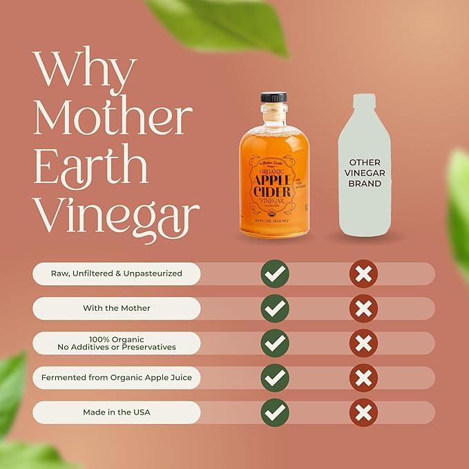Mother Earth, Organic Apple Cider Vinegar with The Mother, Fresh Pressed Organic Apples, OACV, ACV