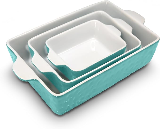 NutriChef 3-Piece Nonstick Ceramic Bakeware Set - PFOA PFOS PTFE Free Baking Tray Set w/Odor-Free