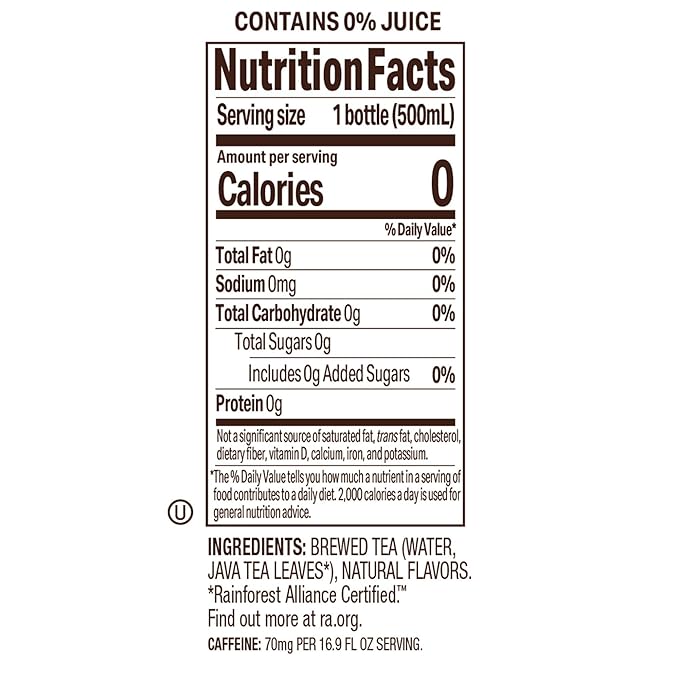 Tejava Unsweetened Peach Iced Tea, 16.9 Ounce PET Bottles, Natural, Non-GMO-Verified, Rainforest