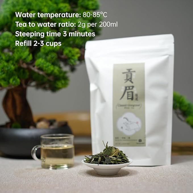 iTeaworld Gongmei White Tea Spring Harvest - Premium Chinese Tea from Fuding Fujian, Low Caffeine