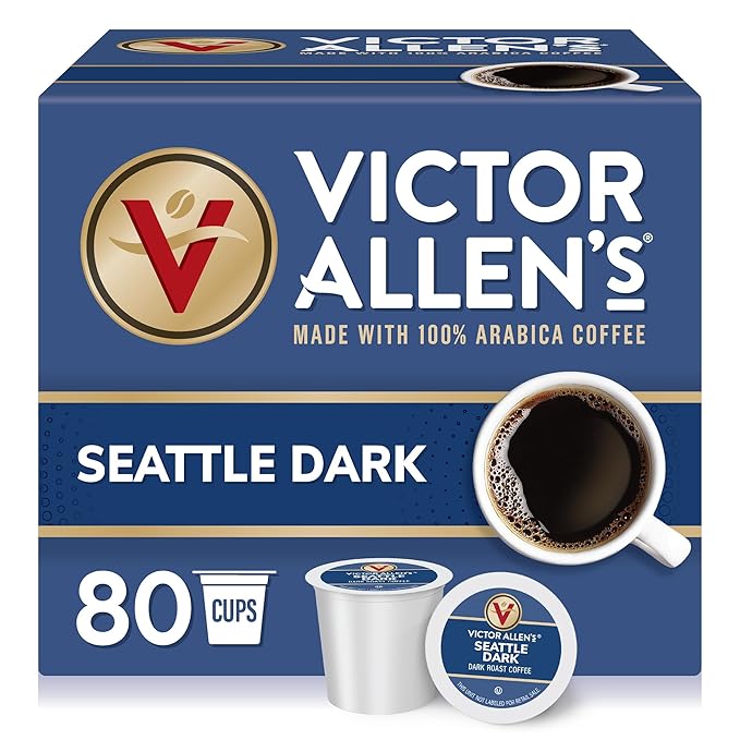 Victor Allen's Coffee Seattle Dark, Dark Roast, 80 Count, Single Serve Coffee Pods for Keurig K-Cup