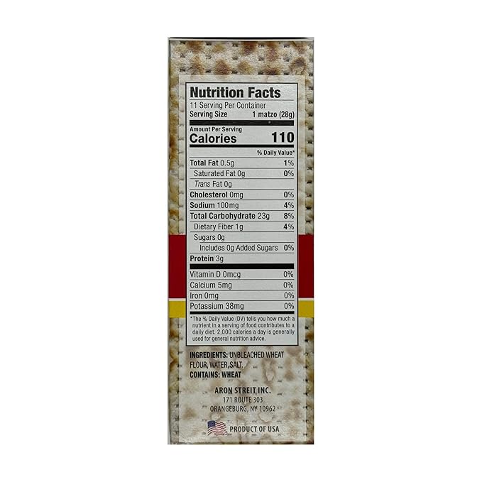 Streit's Lightly Salted Matzo - America's #1 Matzah, Thin & Crispy, Non-GMO, Low Fat, Vegan, Nut