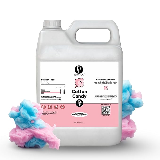 Dolce Flav Cotton Candy Flavoring ??32 oz. ??Premium Water-Based Extract for Ice Cream, Boba