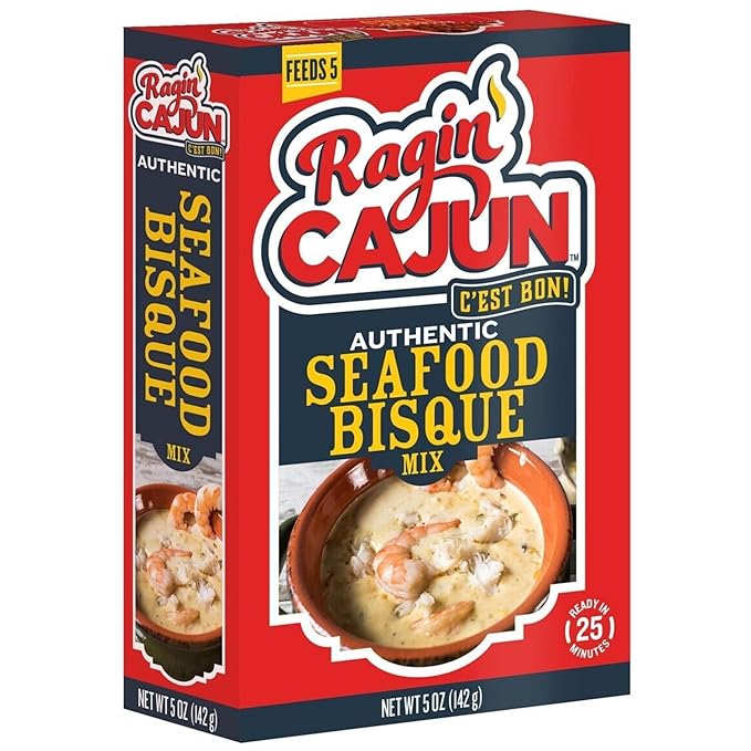 Ragin' Cajun Rich Seafood Bisque Mix - 5 oz Box, No MSG, Authentic Louisiana Creole Shrimp Soup