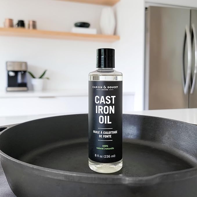 CARON & DOUCET - Cast Iron Seasoning & Cleaning Oil | 100% Plant-Based & Food Grade! | Best for