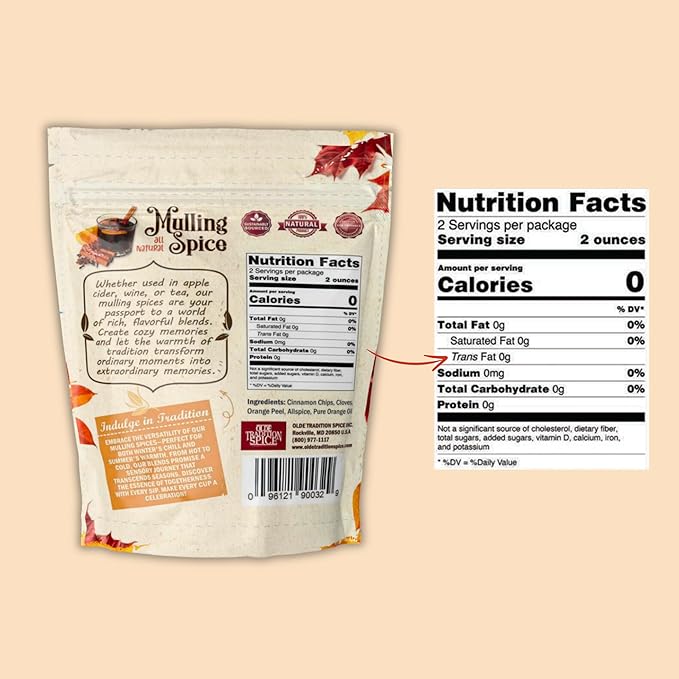 Olde Tradition Mulling Spices for Apple Cider, Mulled Wine Spices Kit, 4oz Traditional Mulled Spice