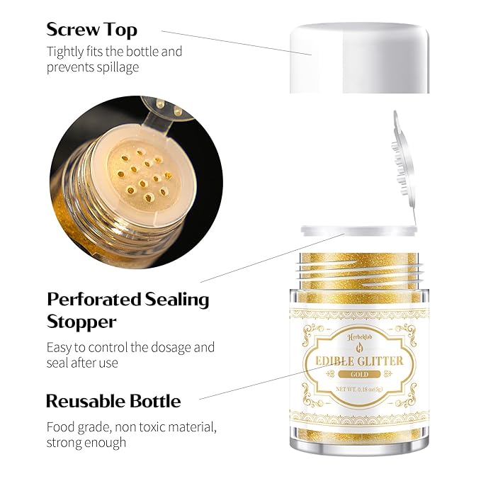 Edible Glitter for Drinks ??14 Colors Luster Dust, Food Grade Cocktail Shimmer Powder for Cakes