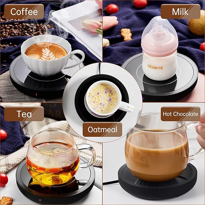 Coffee Warmer, 3-in-1 Mug Warmer with Auto Shut Off, Black, 36W Fast Heating, Perfect for Desk