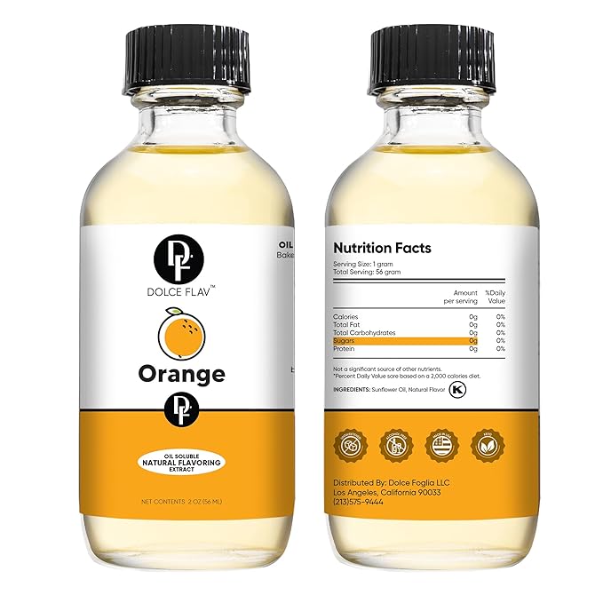 Dolce Flav Natural Orange Extract ??2 Ounce Oil-Soluble Kosher, Sugar-Free, Concentrated Citrus