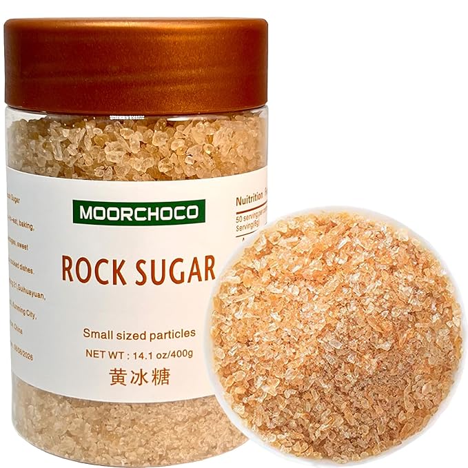 MOORCHOCO Yellow Rock Sugar for Pho, Medium-Sized (Small sized particles 14.1oz)