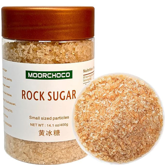 MOORCHOCO Yellow Rock Sugar for Pho, Medium-Sized (Small sized particles 14.1oz)