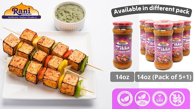 Rani Tikka Curry Vegan Simmer Sauce (Creamy Tomato, Onion & Cilantro) 14oz (400g) Glass Jar ~ Easy