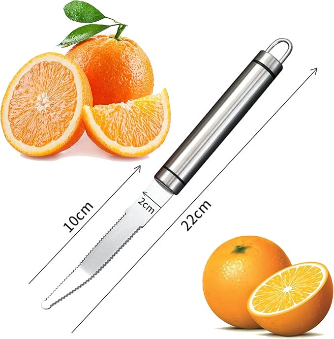Stainless Steel Serrated Grapefruit Knife, 3.9 inches, Silver, Easy Peeling, Slicing, Coring