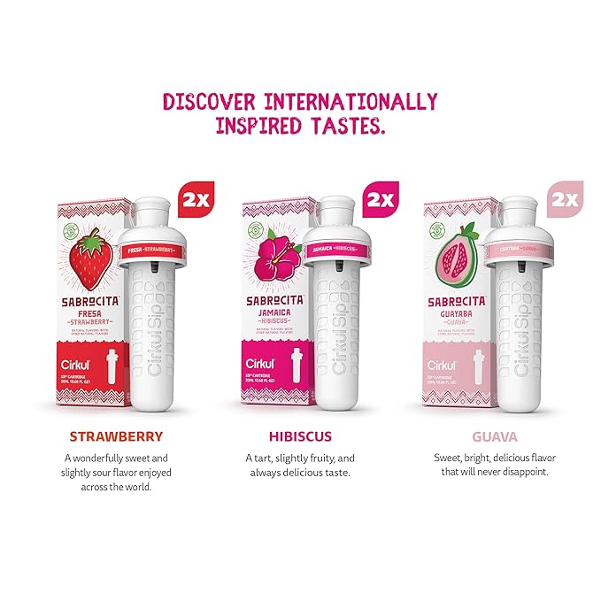 Cirkul Sabrocita Flavor Cartridge Variety Pack, 6-Pack (2 Strawberry, 2 Guava, 2 Hibiscus), No