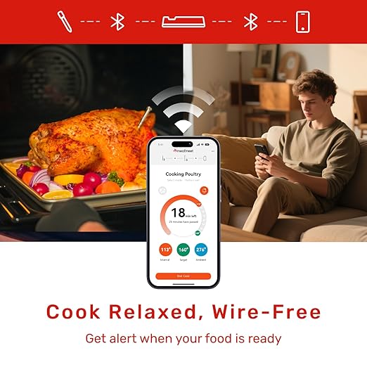 S Pro Bluetooth Wireless Meat Thermometer, 1080°F Heat, 6 Sensors, Enhanced Signal Base, EasySmart