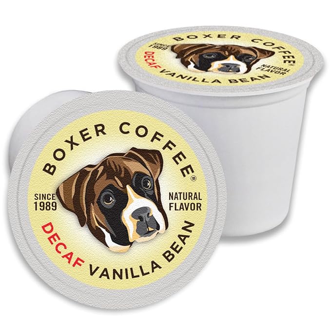 Boxer Coffee 52ct Decaf Vanilla Bean – Naturally Flavored, Swiss Water Process Medium Roast Coffee
