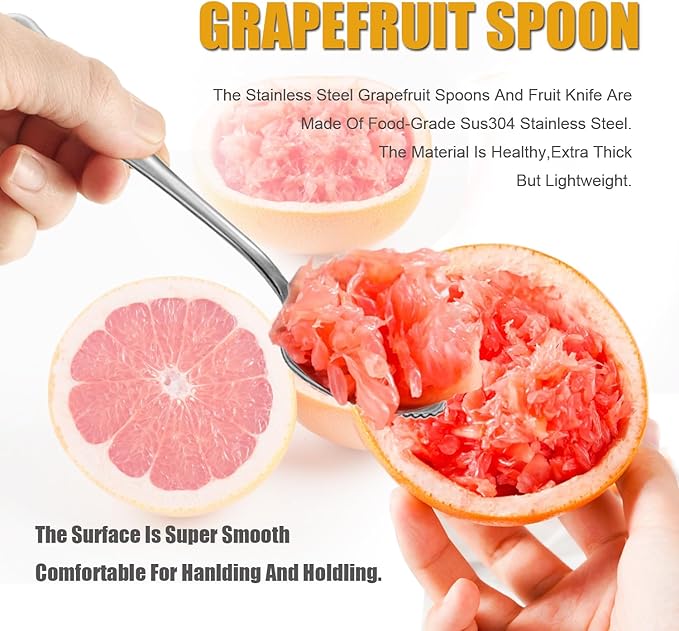 Grapefruit Spoons Serrated Edge Stainless Steel Grapefruit Utensil Tool Dessert Fruit Spoons for