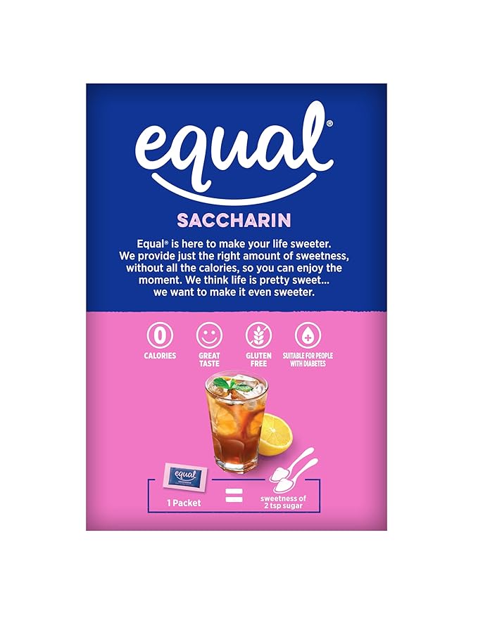 EQUAL Pink Zero Calorie Sweetener, Saccharin Sugar Substitute, Zero Calorie Sweetener Packets