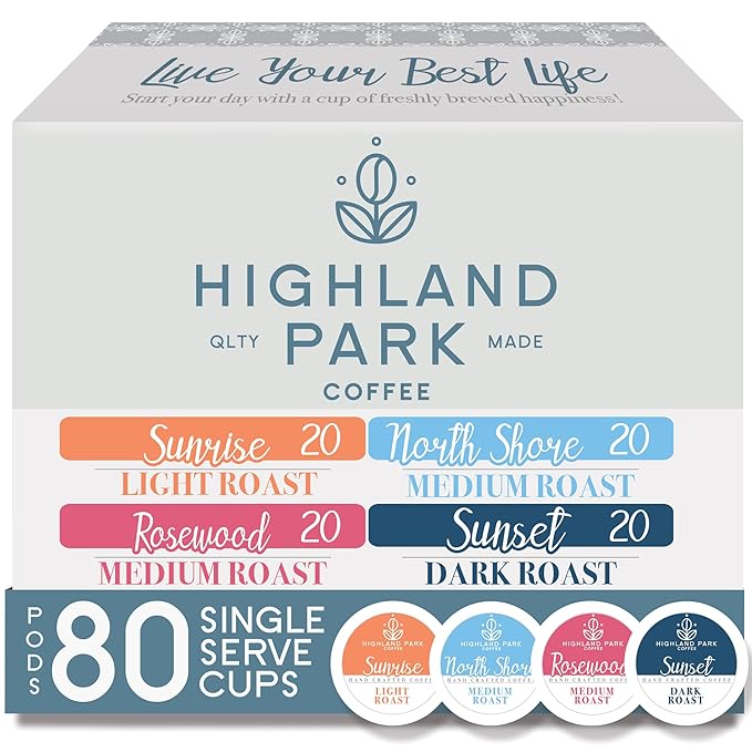 Highland Park Coffee Single Serve Coffee Pods Compatible with Keurig K Cup Brewers, Variety Pack