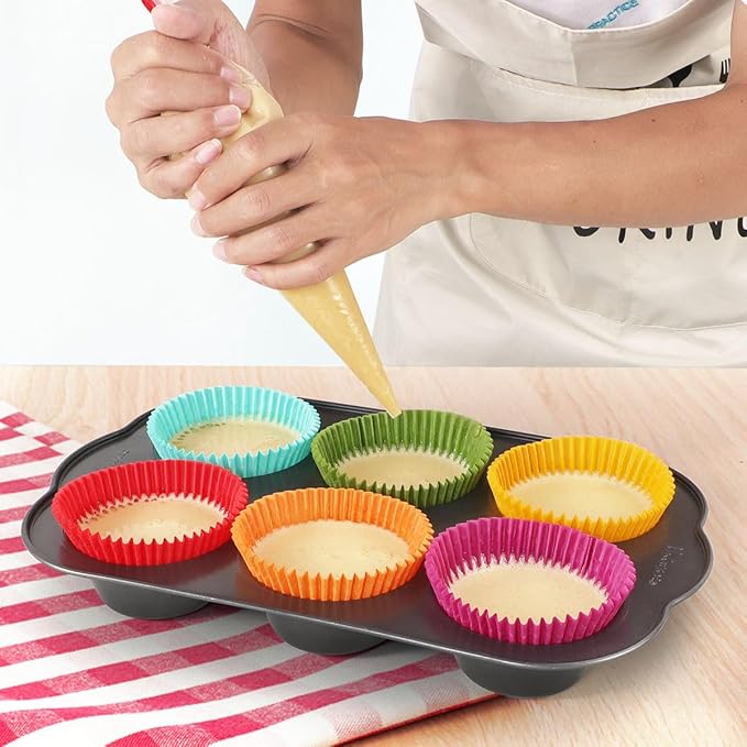 Caperci Rainbow Standard Cupcake Liners Bright Colorful Muffin Baking Cups 350-Count, Odorless