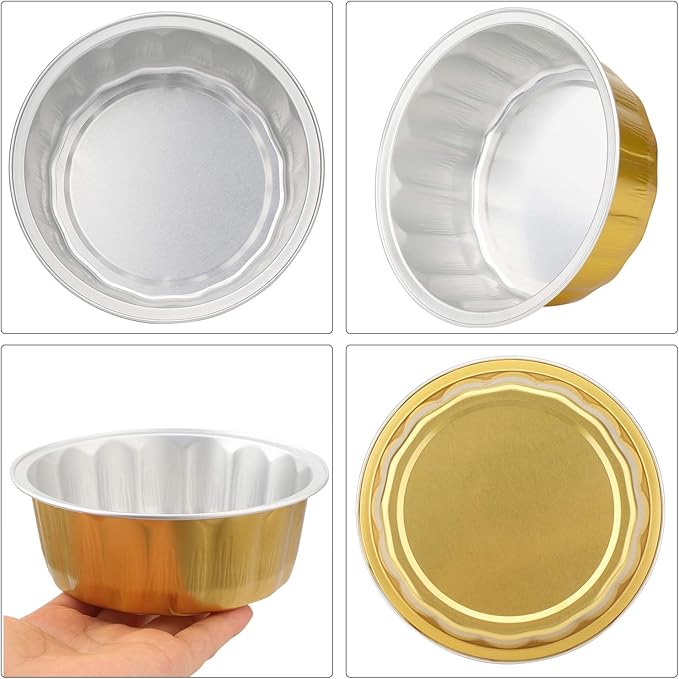 Beasea 8 oz 100 Pack Aluminum Ramekins, Disposable Ramekins Foil Cups Baking 3.9" Ramekin Cup