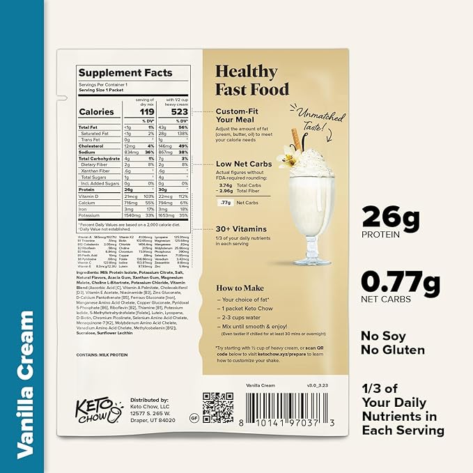 Keto Chow Premium Kit | Keto Meal Replacement Shake Powder | Nutritionally Complete | Low Carb
