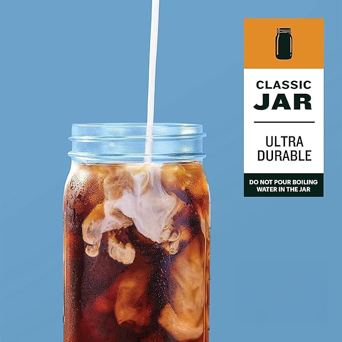 County Line Kitchen Glass Cold Brew Coffee Maker with Lid - Wide Mouth, 2 Quart (64 oz) - Heavy