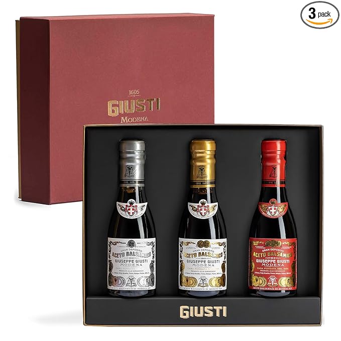 Giusti Balsamic Vinegar of Modena Trio Gift Set ??3 Bottles of Premium Italian Aceto Balsamico di