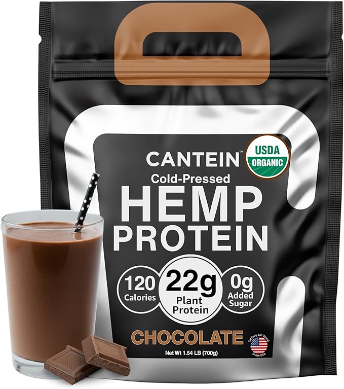Organic Hemp Protein Powder, Plant Based and Vegan Protein Shake, Lactose and Dairy Free, Gluten