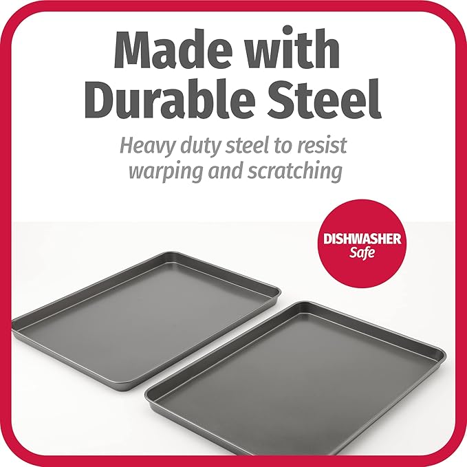 GoodCook Everday Nonstick Carbon Steel 15” x 21” Baking Sheet Set, 2 Pack – Extra-Large Carbon