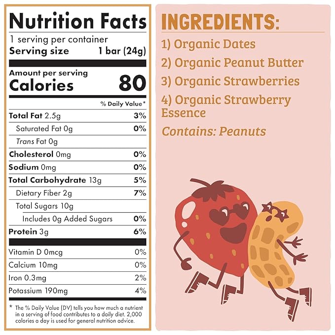 Skout Organic Peanut Butter & Jelly Real Food Bars for Kids (18 Pack) | Organic Snacks for Kids |